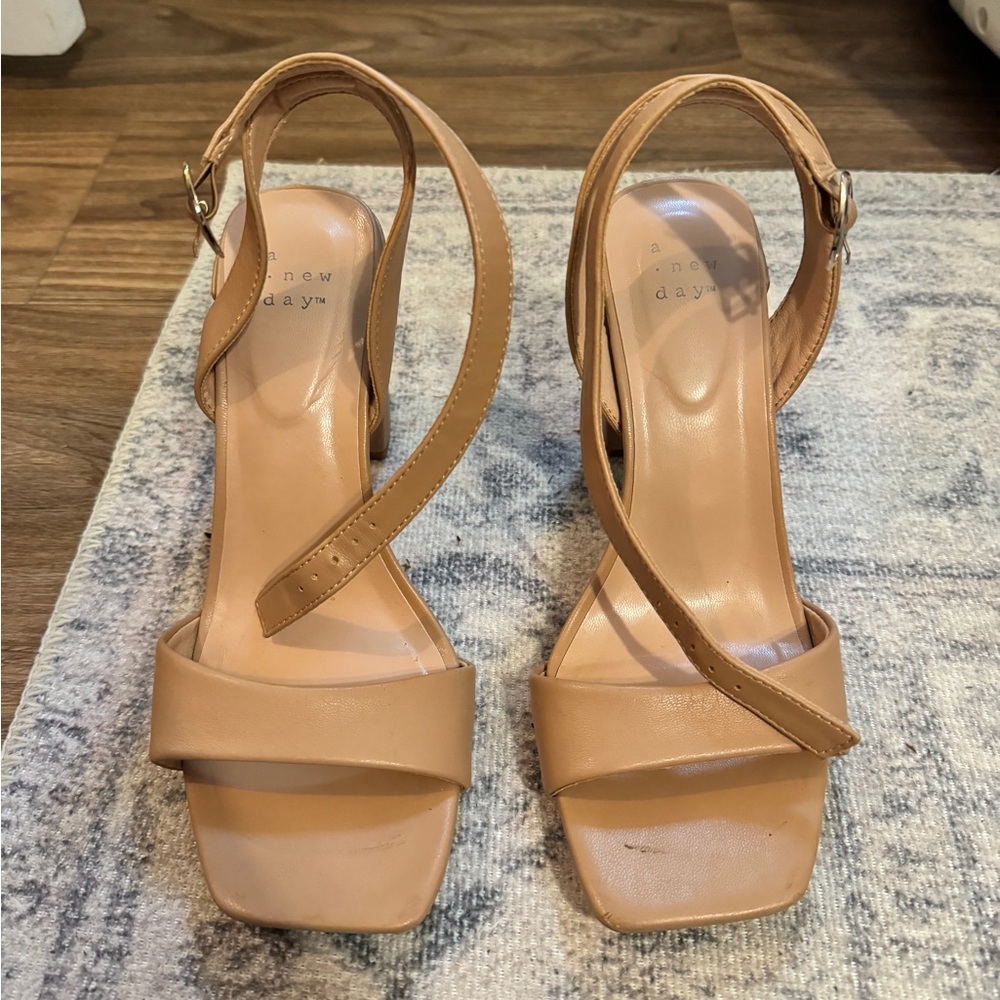 Target A New Day Beige Block Strappy Heels